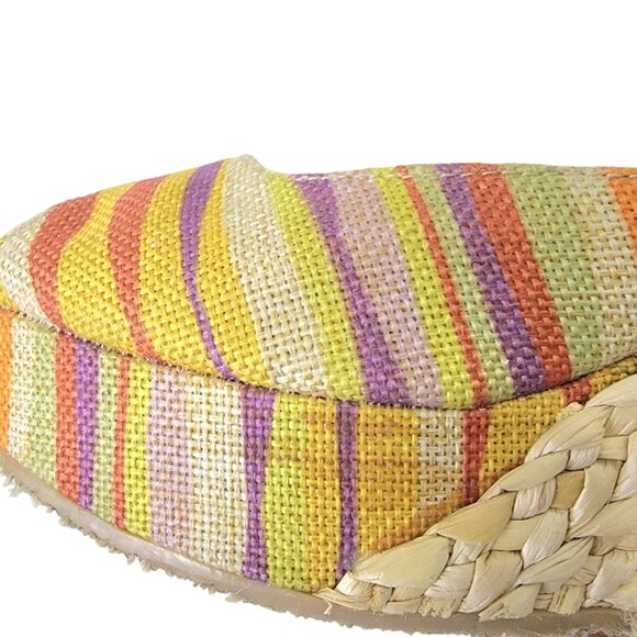 Rainbow Stripe Bohemian Shoes Women 8.5 CL Laundry Boho Wedge Sandals 39 Spring - Picture 13 of 14